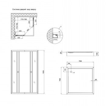 Душевая кабина Lidz Wawel SC80x80.SAT.LOW.GR, стекло тон. 4 мм + Lidz Душевой поддон KAPIELKA ST80x80х14