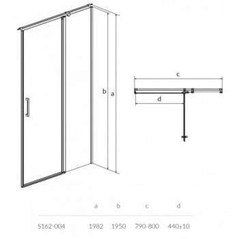 Дверь душевой кабины Cersanit MODUO 80х195 распашная правосторонняя, прозрачное стекло, профиль хром