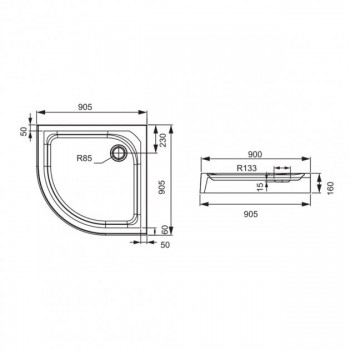 Devit FTR2162 UNIVERSAL душевой поддон акриловый 1/4 круга, 90х90