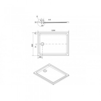 Душевой прямоугольный поддон Cersanit TAKO 120x90x4