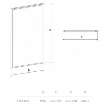Стенка к поворотной двери Cersanit ZIP 80x190 прозрачное стекло