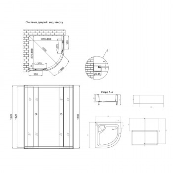 Lidz Latwa SC90x90.SAT.HIGH.GR Душевая кабина полукруглая, стекло тон 4 мм + Lidz Душевой поддон KAPIELKA ST90x90x41, с панелью
