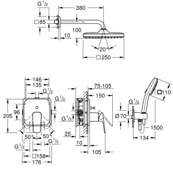 Душова система Grohe 1053362430 Cubeo