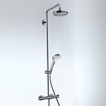Душова система Hansgrohe Croma Select S 180 2jet Showerpipe EcoSmart з термостатом 9 л / хв, хром / білий (27254400)