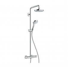 Душова система Hansgrohe Croma Select S 180 2jet Showerpipe EcoSmart з термостатом 9 л / хв, хром / білий (27254400)