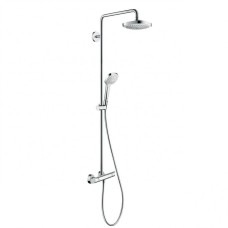 Душова система Hansgrohe Croma Select E 180 2jet Showerpipe EcoSmart з термостатом 9 л / хв, хром / білий (27257400)