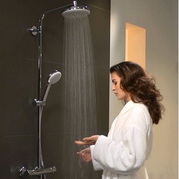 Душова система Hansgrohe Crometta 160 1jet Showerpipe з термостатом, білий / хром (27264400)