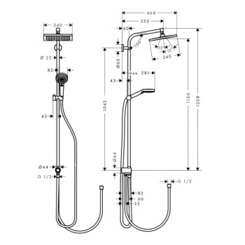 Hansgrohe Crometta E 27289000 Душова система 240 1jet Showerpipe
