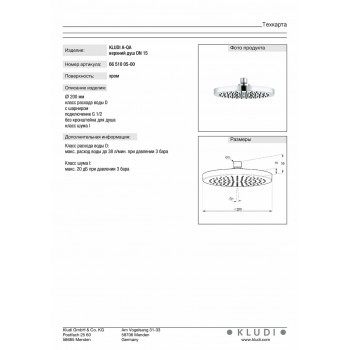 Верхний душ Kludi A-Qa 6651005-00