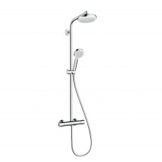 Душова система Hansgrohe Crometta 160 Showerpipe EcoSmart 1jet 9л / хв з термостатом білий / хром (27265400)