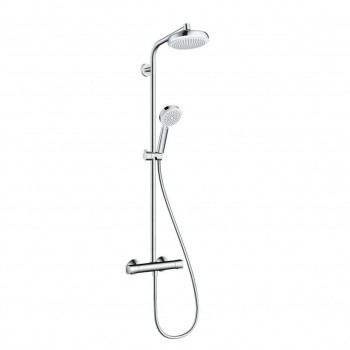 Душова система Hansgrohe Crometta 160 Showerpipe EcoSmart 1jet 9л / хв з термостатом білий / хром (27265400)