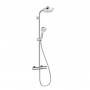 Душова система Hansgrohe Crometta 160 Showerpipe EcoSmart 1jet 9л / хв з термостатом білий / хром (27265400)