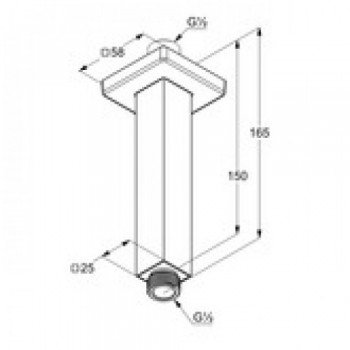 Kludi A-QA 6654505-00 потолочный кронштейн 150 мм.