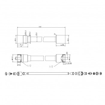 Devit 22155B Шланг душовий, чорний, силікон