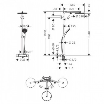 Hansgrohe Raindance Select S 27633000 Душевая система 240 1jet Showerpipe