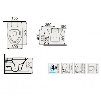 Idevit Rena 2904-0606 Унітаз підвісний