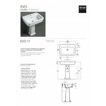 Раковина Simas Evolution 70 см. EVO11