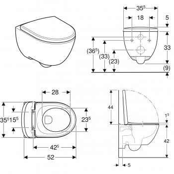 Унітаз підвісний Geberit Modo 502.939.00.1 з кришкою Duroplast, SoftClose, Quickfix