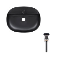 Комплект Qtap Scorpio: Раковина накладная овальная 505x385x120 мм Matt Black + Донный клапан PU03