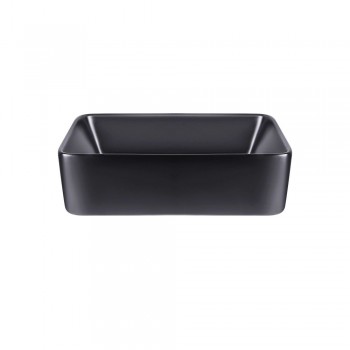 Комплект Qtap Tern: Раковина накладна прамокутна 475х370х140 мм Matt Black + Донний клапан PU03