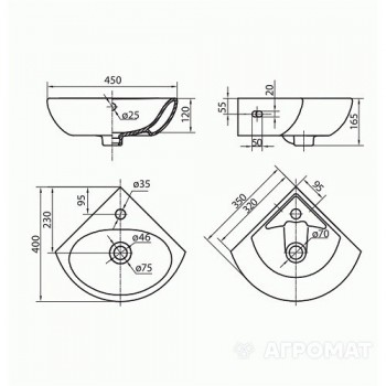 Раковина KOLO L82735 Runa 35 см.