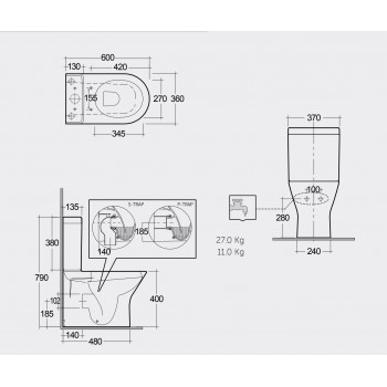 Унітаз компакт Rak Ceramics Resort RST17AWHA+RST10AWHA+RESC0004