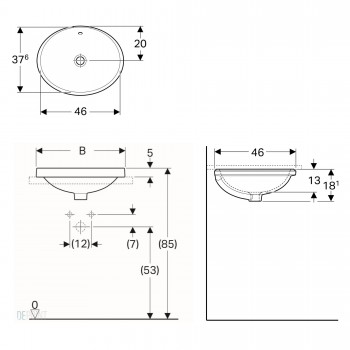 Geberit Variform 500.709.01.2 Раковина 50 см.