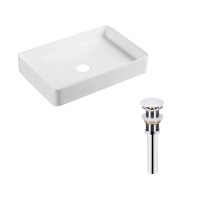 Комплект Qtap Tern: Раковина накладная прямоугольная 600x405x110 мм WHITE + Донный клапан PU02