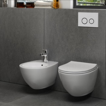 Підвісний унітаз з кришкою Quarter Bath Concorde безобідковий, білий (70CO03052.00.1.3.01/30SCR.03.02.03.)