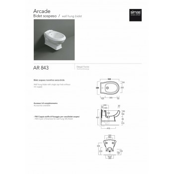 Біде підвісне Simas Arcade AR843
