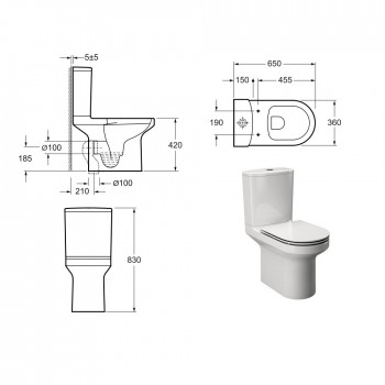 Primera 8390026 RING Компакт безободковый + крышка soft-close, quick-fix