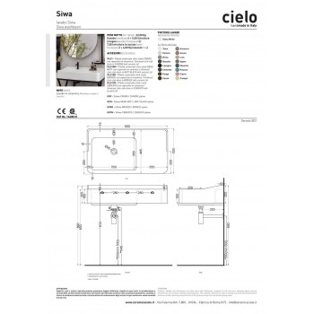 Раковина Cielo Siwa 90 см. Білий SWLA(WH)