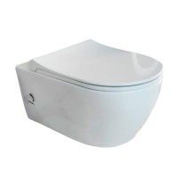 Унитаз-биде подвесной безободковый с крышкой Quarter Bath Deep, холодная и горячая вода, белый (70DE03054.00.4.3.02/30SCD.03.02..WG)