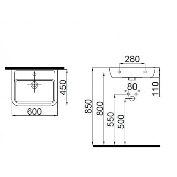 Idevit Halley 3201-0455 Раковина 60 см.