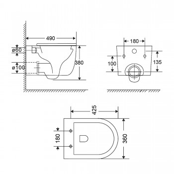 Унитаз подвесной Qtap Taurus безободковый с сиденьем Soft-close QT2433084EUQMB