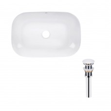 Комплект Qtap Robin: Раковина накладная прямоугольная 610x400x145 мм White + Донный клапан PU02