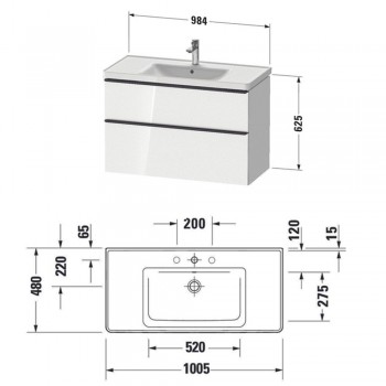 Тумба + раковина Duravit D-Neo DE012004949 100 см. матовый графит