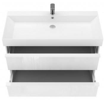 Тумба + раковина Devit Quadra 083100W 100 см. Глянцева
