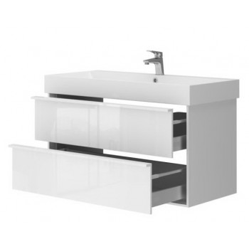 Тумба + раковина Devit Quadra 083100W 100 см. Глянцева