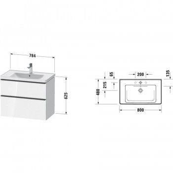 Тумба + раковина Duravit D-Neo DE012401818 80 см. Білий матовий
