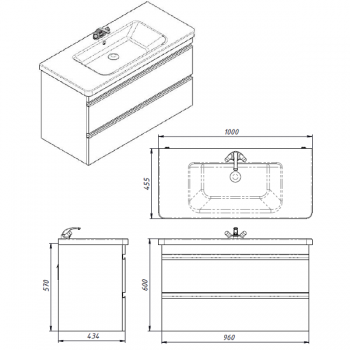 Тумба з раковиною Devit 753100W Frame 100 см. біла
