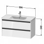 Тумба + раковина Duravit Ketho.2 K2528404343+2367100000+005076000 100 см. Матовий базальт