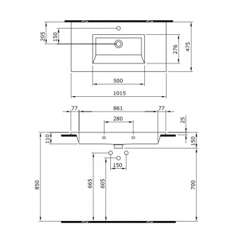 Devit 0022110A LAGUNA Тумба 100 с раковиной, антрацит