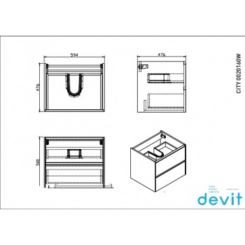 Devit City 0020160W Тумба + раковина 60 см.
