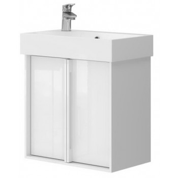 Тумба + раковина Devit Quadra 083055W 55 см. белая глянцевая