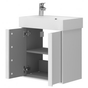Тумба + раковина Devit Quadra 083055W 55 см. белая глянцевая