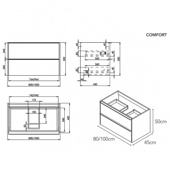 Тумба з раковиною Devit 332080W Comfort 80 см. біла