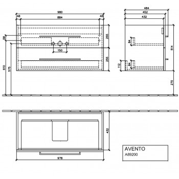 Villeroy & Boch Avento A89200B4+4156A501 Тумба + раковина (100 см.)