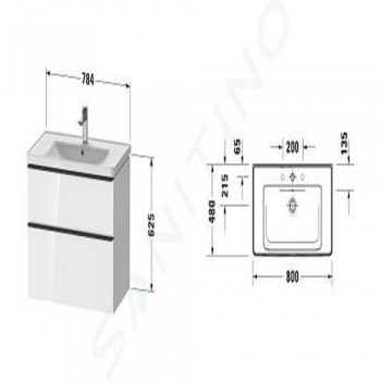Тумба + раковина Duravit D-Neo DE012104949 80 см. графит матовый