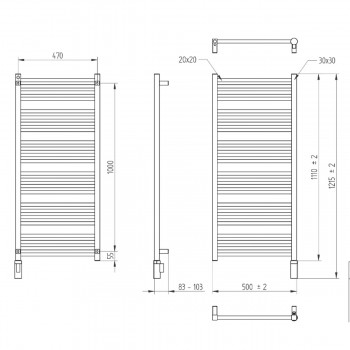 Полотенцесушитель электрический Instal Projekt Stick STIE-50/110LC31(with HOTS-06C2U) 1216х500 мм.